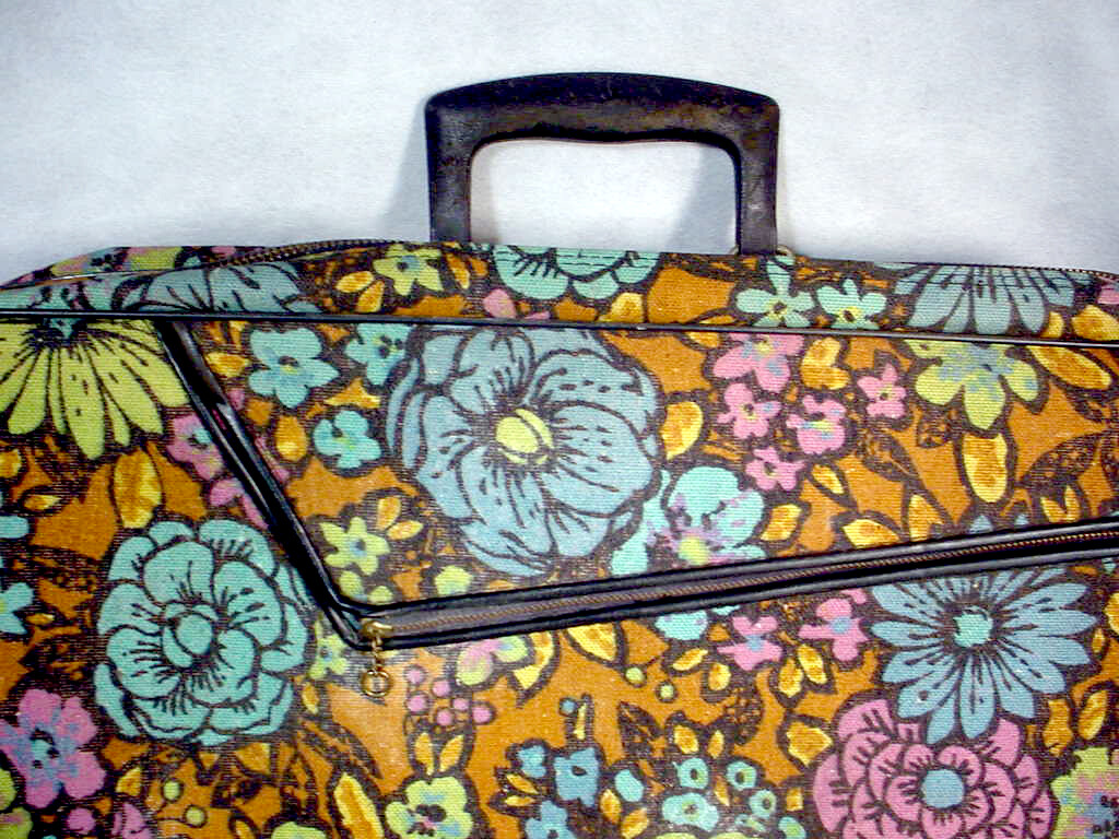 Vintage FLORAL Travel Bag SUITCASE Retro FLOWER Mod LUGGAGE Canvas