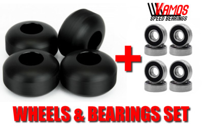 Blank Skate Wheels / Skateboard Rollen Black + Vamos Skate Co Skate Bearings SET