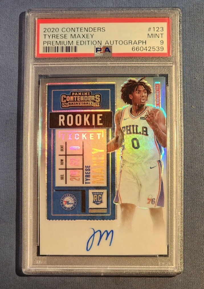 2020-21 Tyrese Maxey Panini Contenders ROOKIE TICKET AUTO RC Graded PSA MINT 9