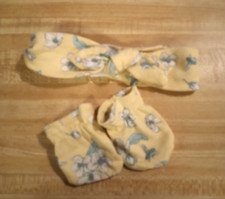 Modern Baby Girl Size 0-6 Months Cotton Blend White Floral Bow Headband  Mitts