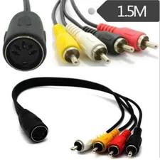 1.5m Din 5Pin Female Socket to 4x RCA Phono Male Plug AMP Audio Adapter Cable