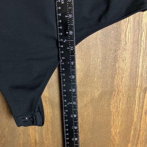 Express Womens Bodysuit Black Body Contour High Compression Scoop Neck Stretch L - Picture 7 of 10
