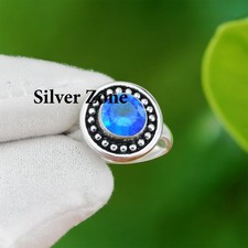 Blue Topaz Gemstone 925 Sterling Silver Handmade Jewelry Ring Size 5 to 13