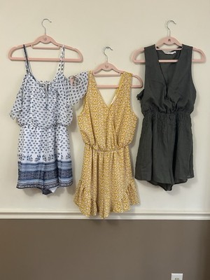 Lot of 3  Women's Rompers  Mixed Brands Size SMALL  BUNDLE