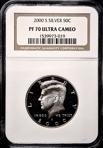 2000-S Kennedy Silver Half Dollar NGC PF70 PROOF 70 ULTRA CAMEO "Old Label"