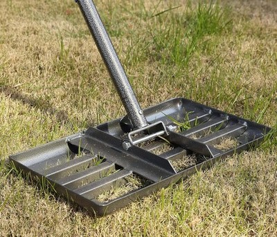 COCONUT Lawn Leveling Rake, 17x10 Heavy Duty Metal Head with Stainless Gray 
