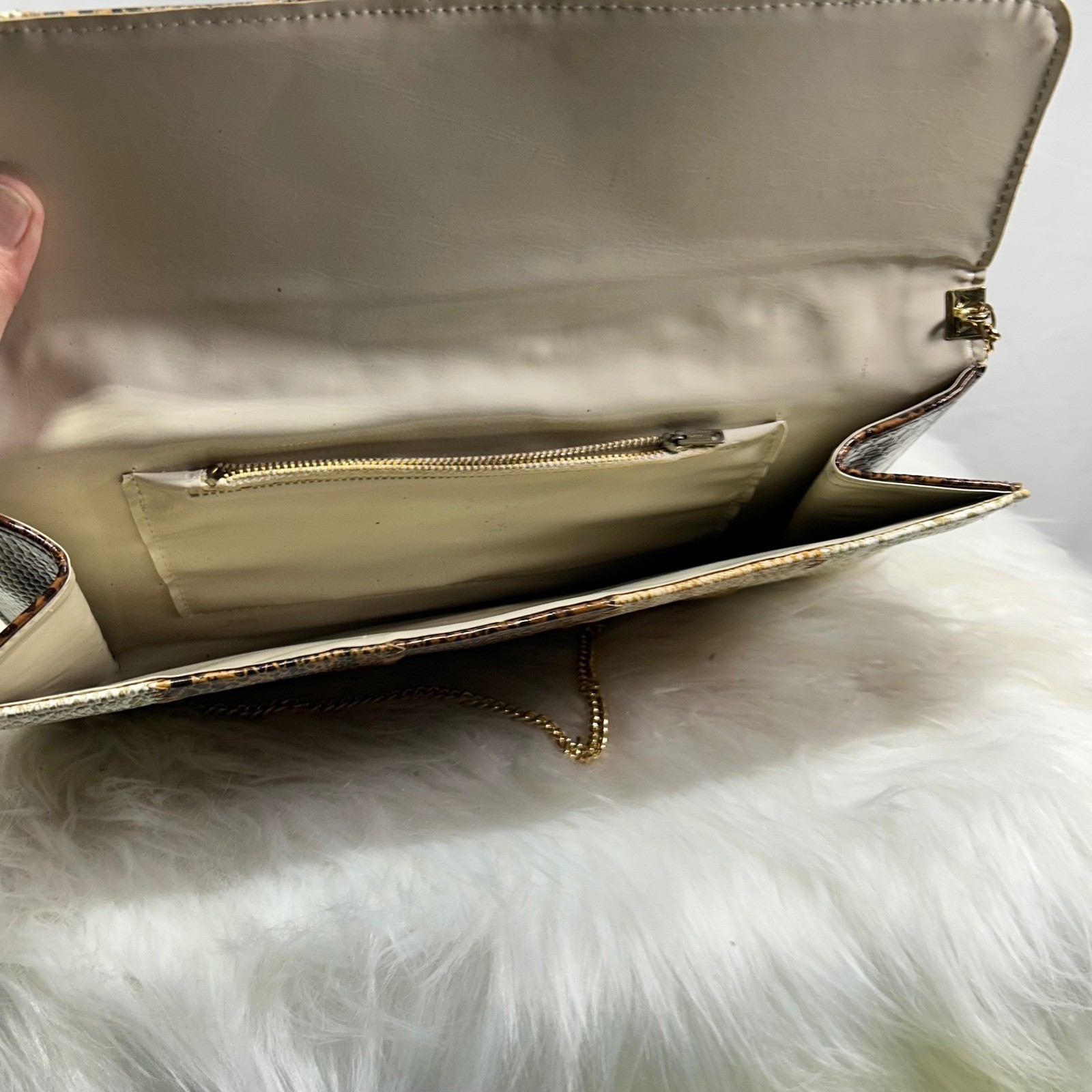 Chic Snake Print Patchwork Clutch Evening Bag Gol… - image 5