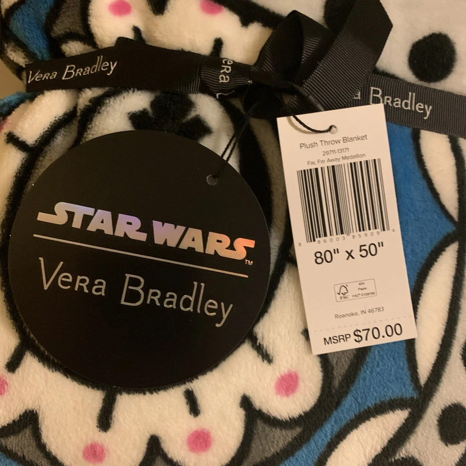 Cobertor de pelúcia Vera Bradley Star Wars Far Far Away medalhão princesa Leia - Imagem 3 de 3