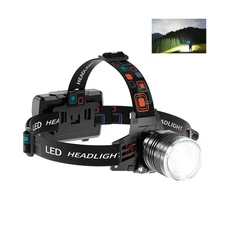 Rechargeable Headlamp Super Bright, 5 Modes Head Lamp for Forehead Zoomable, ...