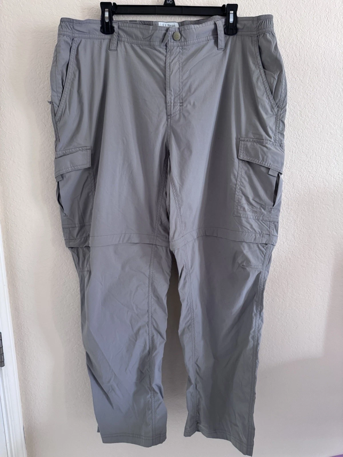 LL Bean Pants Mens XL Grey Convertible Hiking Lightweight Nylon