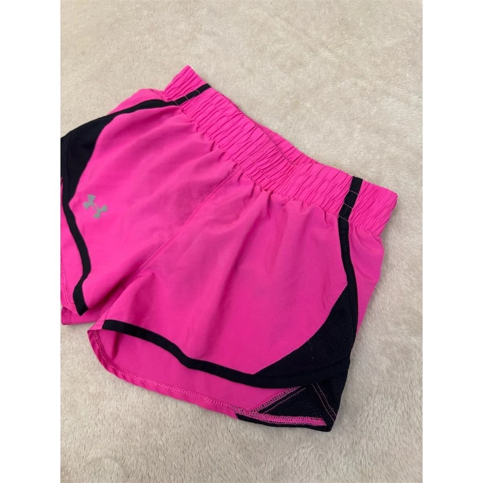 Under Armour Girls' XS Pink & Black Athletic Shorts Sports Activewear - Image 3 of 4