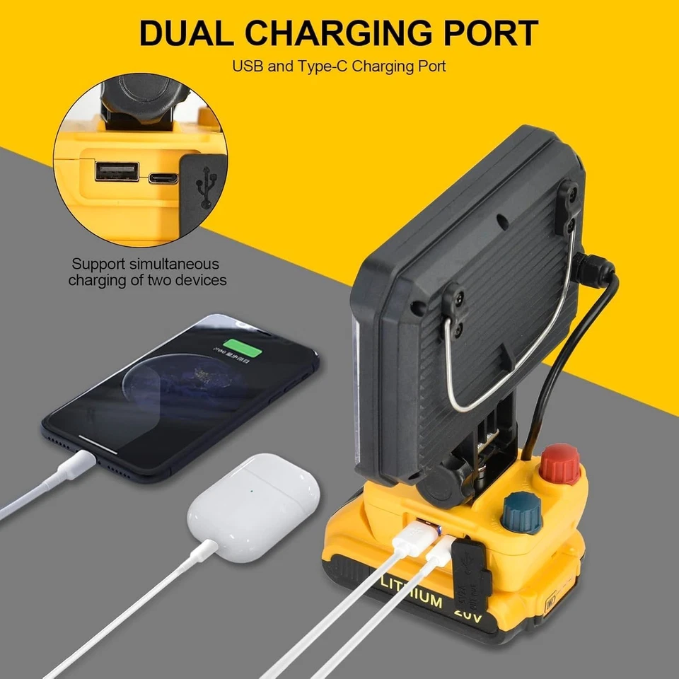 220W LED Rechargeable Cordless Work Site Flood Light Mobile Portable Camp Lamp - Image 3 of 4