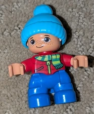 Lego Duplo Boy Child in Red Jacket Scarf & Bobble Cap MiniFigure Minifig 10837