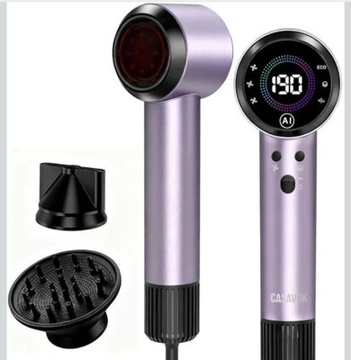 Ionic Hair Dryer with Auto-Adjusting Sensor, Magnetic Diffuser 160k RpM Purple