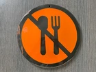Vintage Tin Enamel Porcelain Sign Industrial - Warning Do Not Eat Here