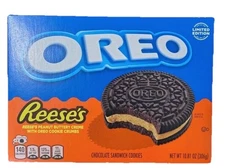 NEW OREO REESE'S Peanut Buttery Creme Chocolate Sandwich Cookies In Hand Shp Fst