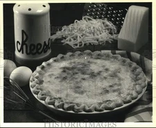 Press Photo French Quiche in Baking Dish with Eggs and Cheese - hpa15709