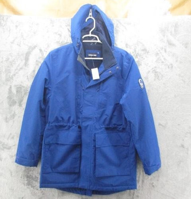 Lands' End Coat Mens Small Blue Squall Parka Hooded Insulated Fleece Outdoor