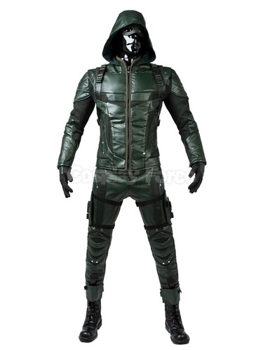 Season 5 Oliver Queen Cosplay Costume Men Halloween Green Outfit - Picture 4 of 23