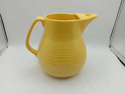 Vintage Baeur Los Angeles Pottery Yellow Pitcher With Ice Capture