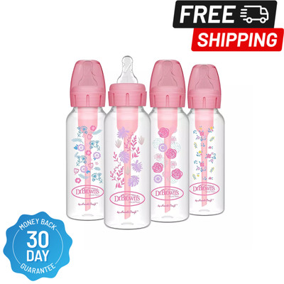 Dr. Brown'S Natural Flow Anti-Colic Options+ Narrow Baby Bottle, Pink Floral, 8 