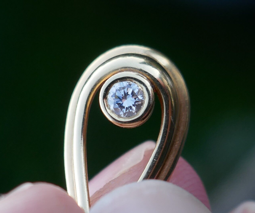 Colgante vintage de diamantes con gota de oro amarillo de 18 quilates, con diamante de 2,9 mm, 2/g - Imagen 5 de 12