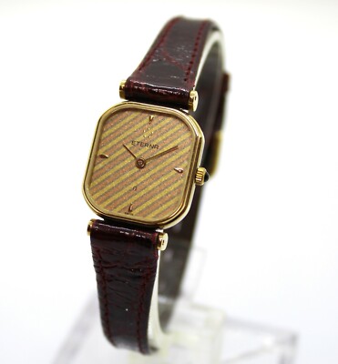 Eterna Quarzuhr 13342582 Stahl mit braunem Lederarmband