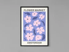 Amsterdam Flower Market Poster | Contemporary illustration Art Print