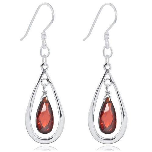 Boucles d'oreilles lustre lustre en argent sterling CZ goutte - Photo 1 sur 10