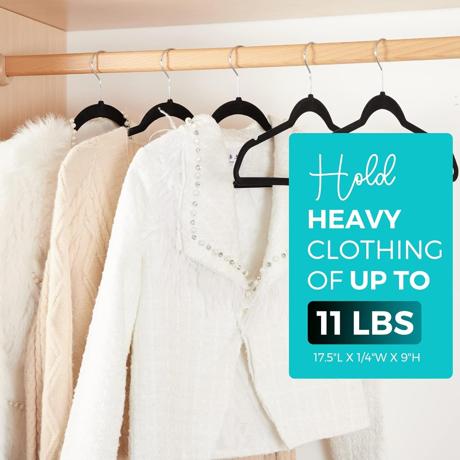 Premium Velvet Hangers 50 Pack, Non-Slip Flocked Felt Hangers, Sturdy Clothes...-image