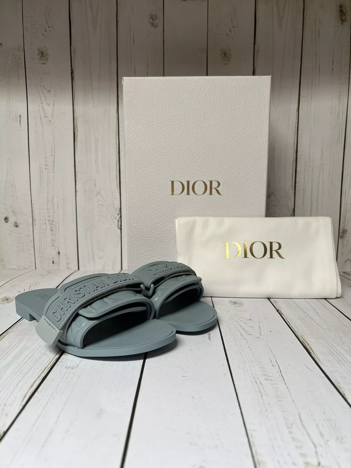 Sandales coulissantes bleues Christian Dior Macrocannage Dio(r)evolution taille 36/6
