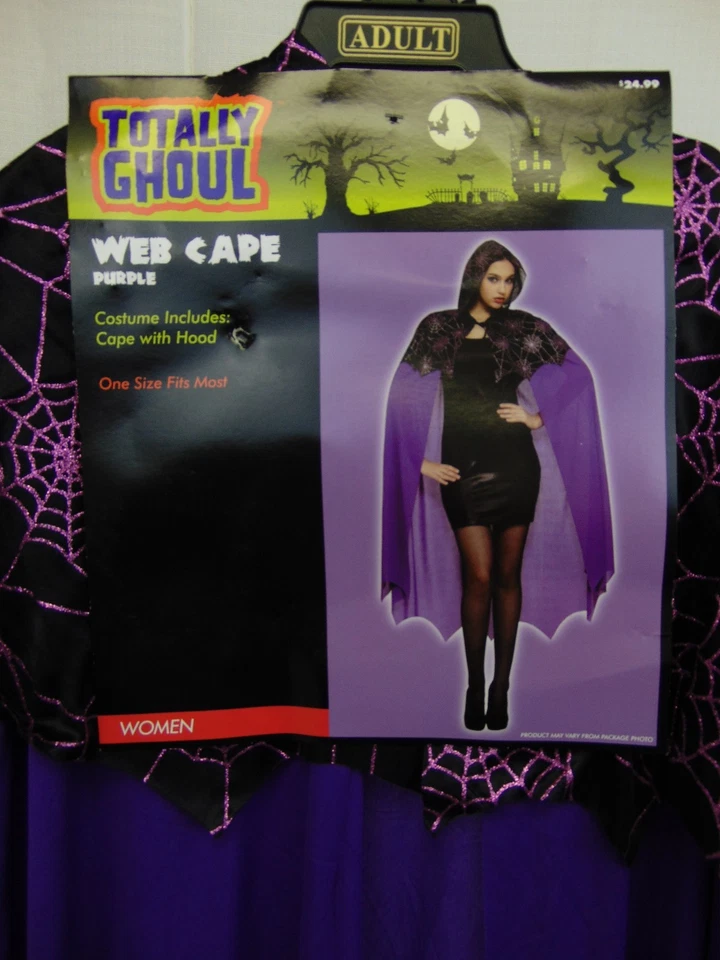 Sexy Disfraz de Telaraña con Capucha Vampiro Brillo Capa Halloween Púrpura OSFM #3460 Foto 2 de 4
