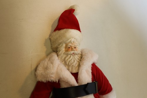Figura Muñeca Papá Noel Estilo Viejo Mundo De Colección 17" Cabeza Cerámica Manos Pies Cuerpo de Tela - Imagen 2 de 11