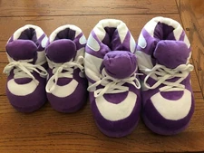 PURPLE & WHITE Boys Girls Childrens Slippers: Kids Small & Large, Adult S 