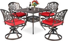 5-Piece Outdoor Dining Patio Set, All-Weather Cast Aluminum Furniture Set Includ