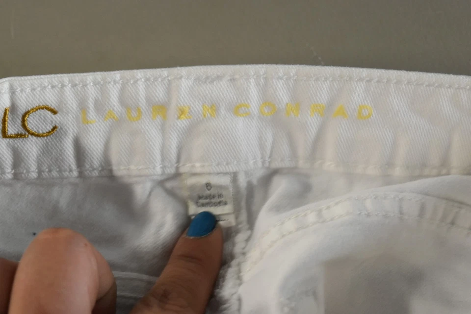 Pantalones Cortos Para Mujer Lauren Conrad Talla 6 Blanco Corte Sólido Mezcla de Algodón Informales Foto 4 de 4