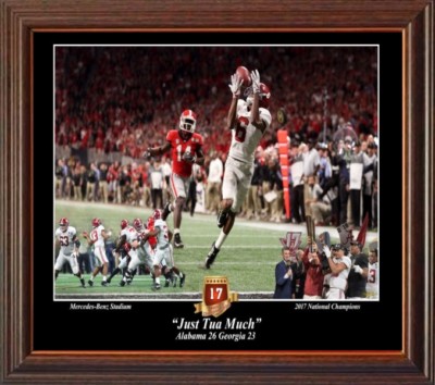 ALABAMA FOOTBALL 17TH NATIONAL CHAMPIONSHIP JUST TUA MUCH PASS PRINT FRAMED