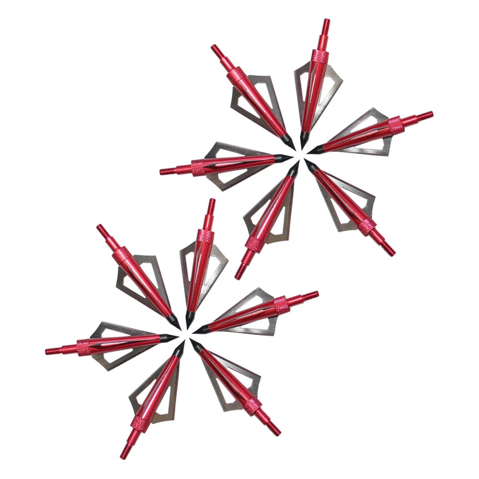 12Pcs Hunting Broadheads 3 Blade Compound Bow Crossbow Arrow Tips  - Image 4 of 4