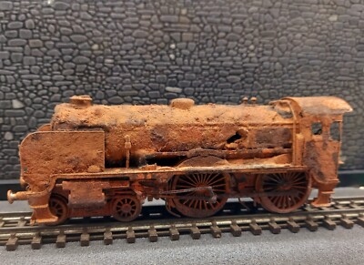 Spur O 1:76 schwere rostverwitterte Modelleisenbahn Dampflok Zug