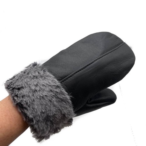 GUANTES DE PIEL DE OVEJA negros de piel de oveja de piel de oveja genuina para hombre y mujer - Imagen 31 de 47