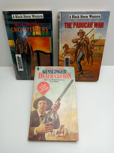 A Black Horse Western x 2 & 1 Vintage Charles C Garret - Western Books - HC / PB