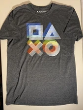 PLAYSTATION LARGE TSHIRT CONTROLLER BUTTONS GREY GRAPHIC RETRO SHORT SLEEVE