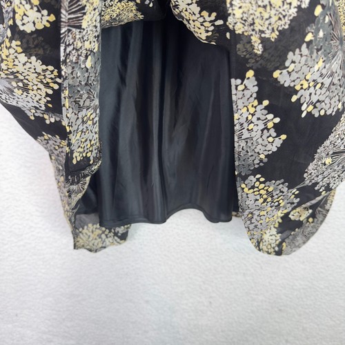 Talbots Midi Skirt Linen Silk Black Floral 22W Lined Flared Zip Spring Summer - Picture 4 of 11