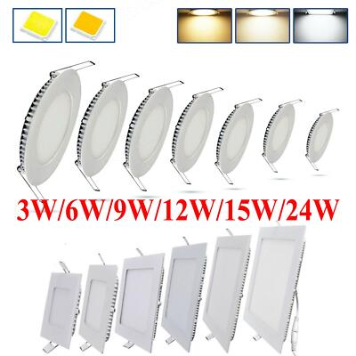 6W 9W 12W 15W 18W LED Recessed Ceiling Panel Down Lights Bulb Slim Lamp Fixture