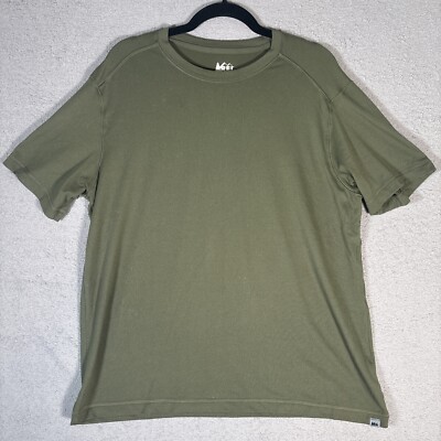 Rei Men's T Shirt Army Green Size Large Outdoor Wear Hiking Gear