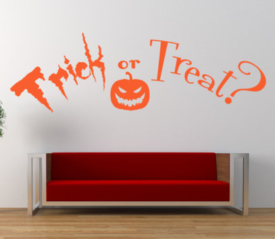 Trick or Treat Zitat, Vinyl Wandbild Aufkleber Abziehbild Wandbild, Zuhause, Halloween Dekor
