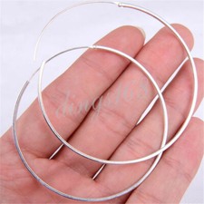 Ladies 925 Sterling Silver Tarnish-Free 55mm Large Thin Endless Hoop Earrings