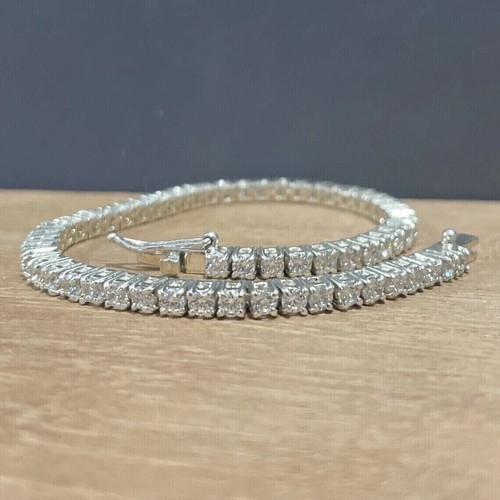 3 mm Rund geschnitten 6 TCW VVS1 Moissanit Tennis Braut Armband 14k weiß vergoldet - Bild 7 von 10