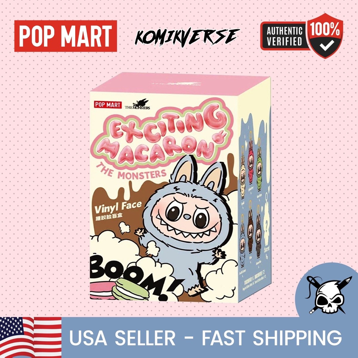POP MART Exciting Macaron Vinyl Face ラブブ THE MONSTERS - Tasty Macarons Vinyl Face Blind Box | Blind