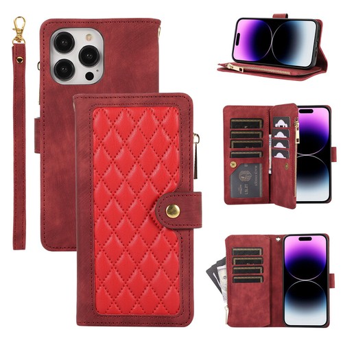 Wristband Zip Wallet Case Leather Flip Phone Cover For iPhone 15 14 Pro 13 12 11 - Zdjęcie 18 z 19